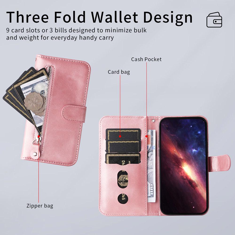For Honor 600 Smart 5G Fashion Calf Texture Zipper Leather Phone Case(Rose Gold)