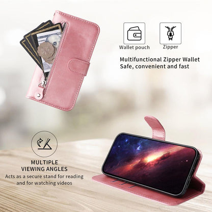 For Honor 600 Smart 5G Fashion Calf Texture Zipper Leather Phone Case(Rose Gold)