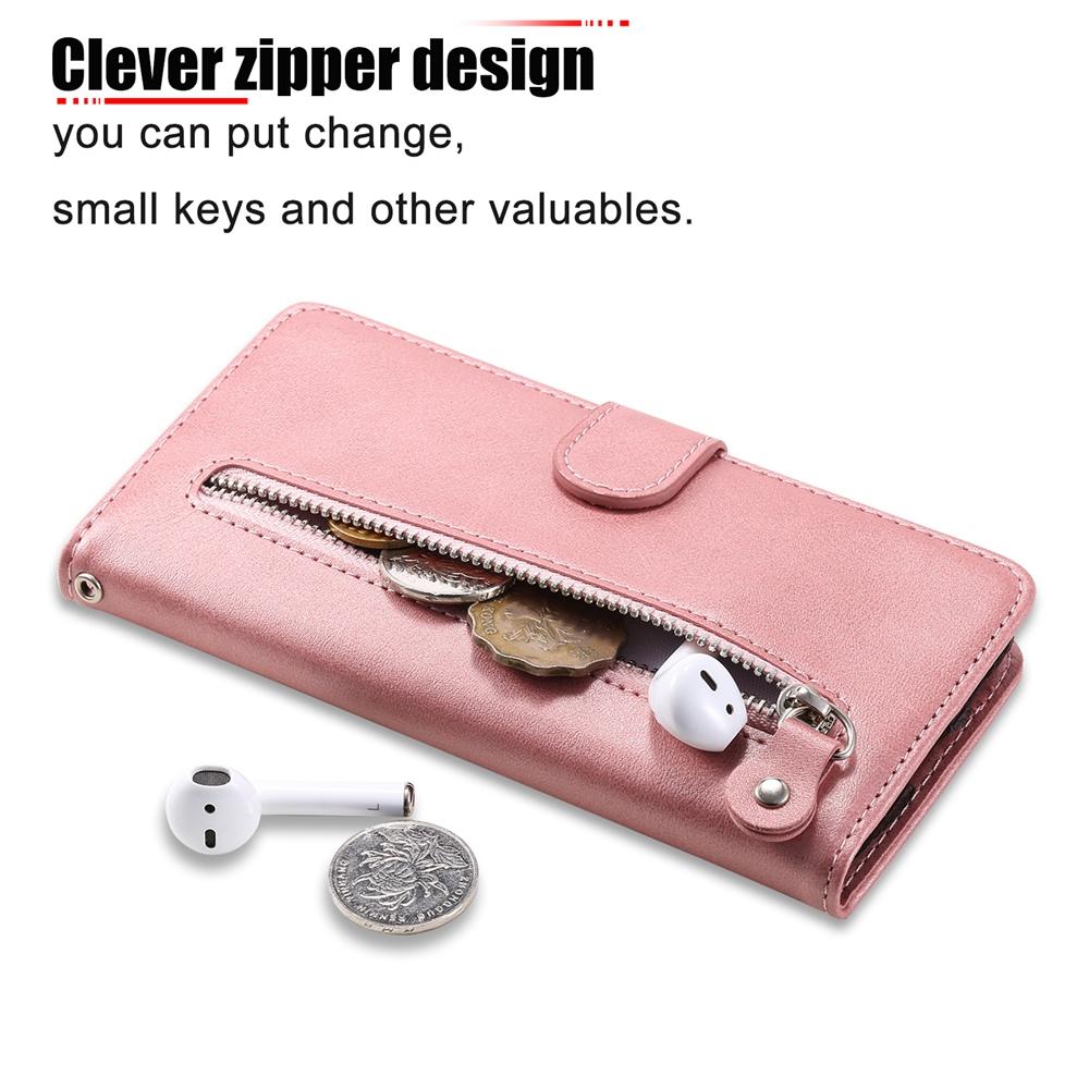 For Honor 600 Smart 5G Fashion Calf Texture Zipper Leather Phone Case(Rose Gold)
