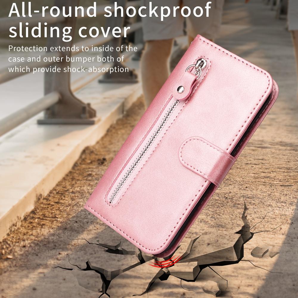 For Honor 600 Smart 5G Fashion Calf Texture Zipper Leather Phone Case(Rose Gold)