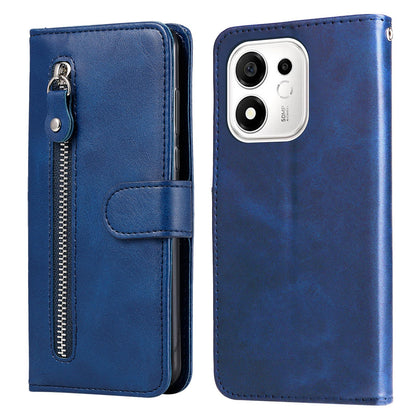 For Honor 600 Smart 5G Fashion Calf Texture Zipper Leather Phone Case(Blue)