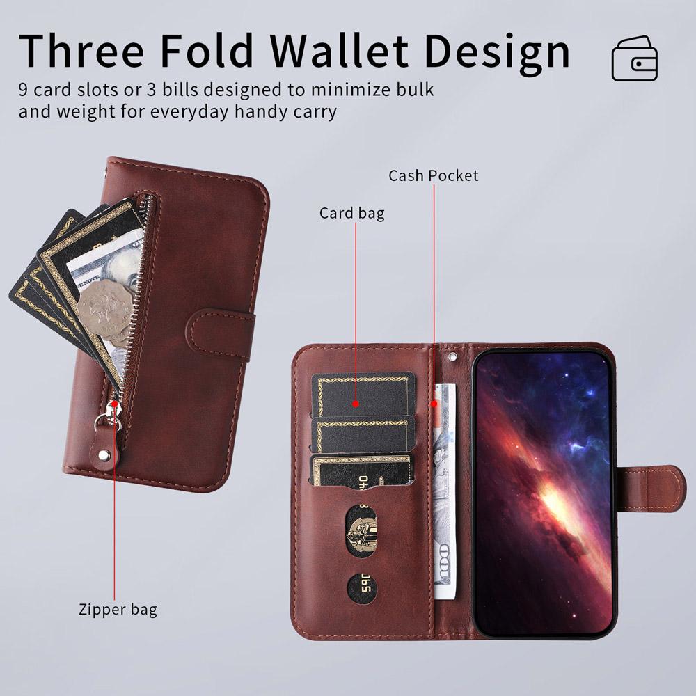 For Honor 600 Smart 5G Fashion Calf Texture Zipper Leather Phone Case(Brown)