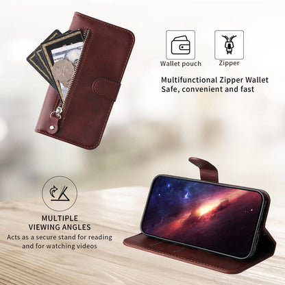 For Honor 600 Smart 5G Fashion Calf Texture Zipper Leather Phone Case(Brown)
