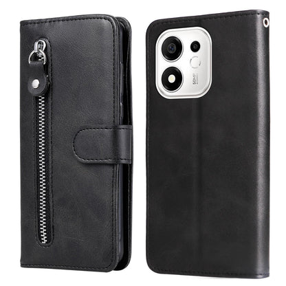 For Honor 600 Smart 5G Fashion Calf Texture Zipper Leather Phone Case(Black)