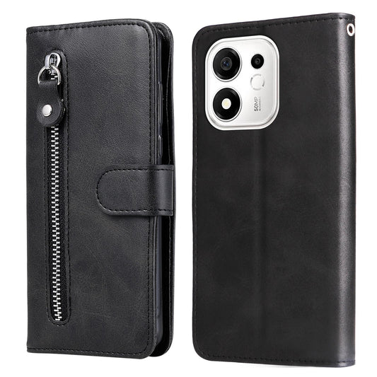 For Honor 600 Smart 5G Fashion Calf Texture Zipper Leather Phone Case(Black)
