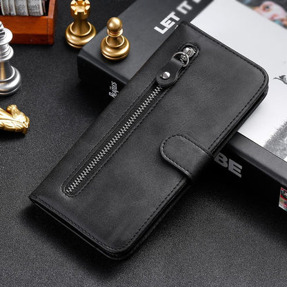 For Honor 600 Smart 5G Fashion Calf Texture Zipper Leather Phone Case(Black)