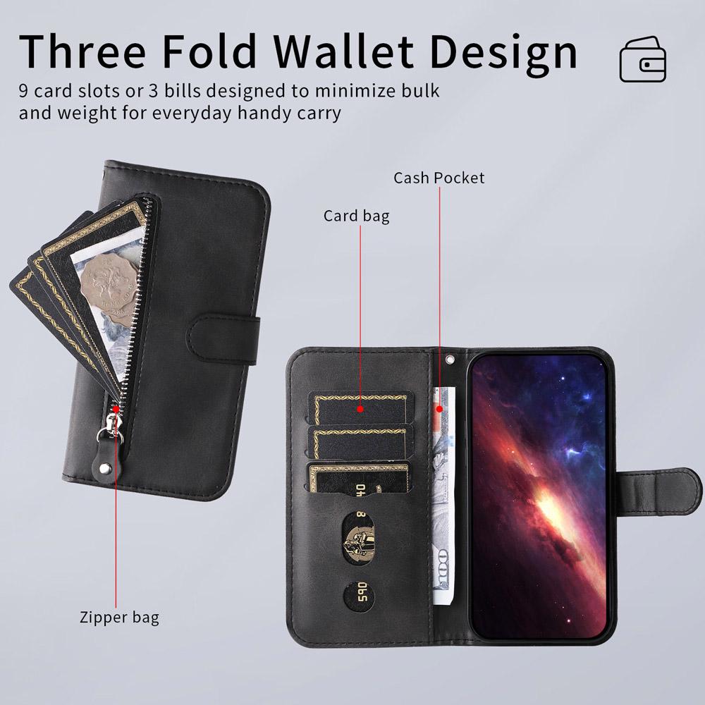 For Honor 600 Smart 5G Fashion Calf Texture Zipper Leather Phone Case(Black)