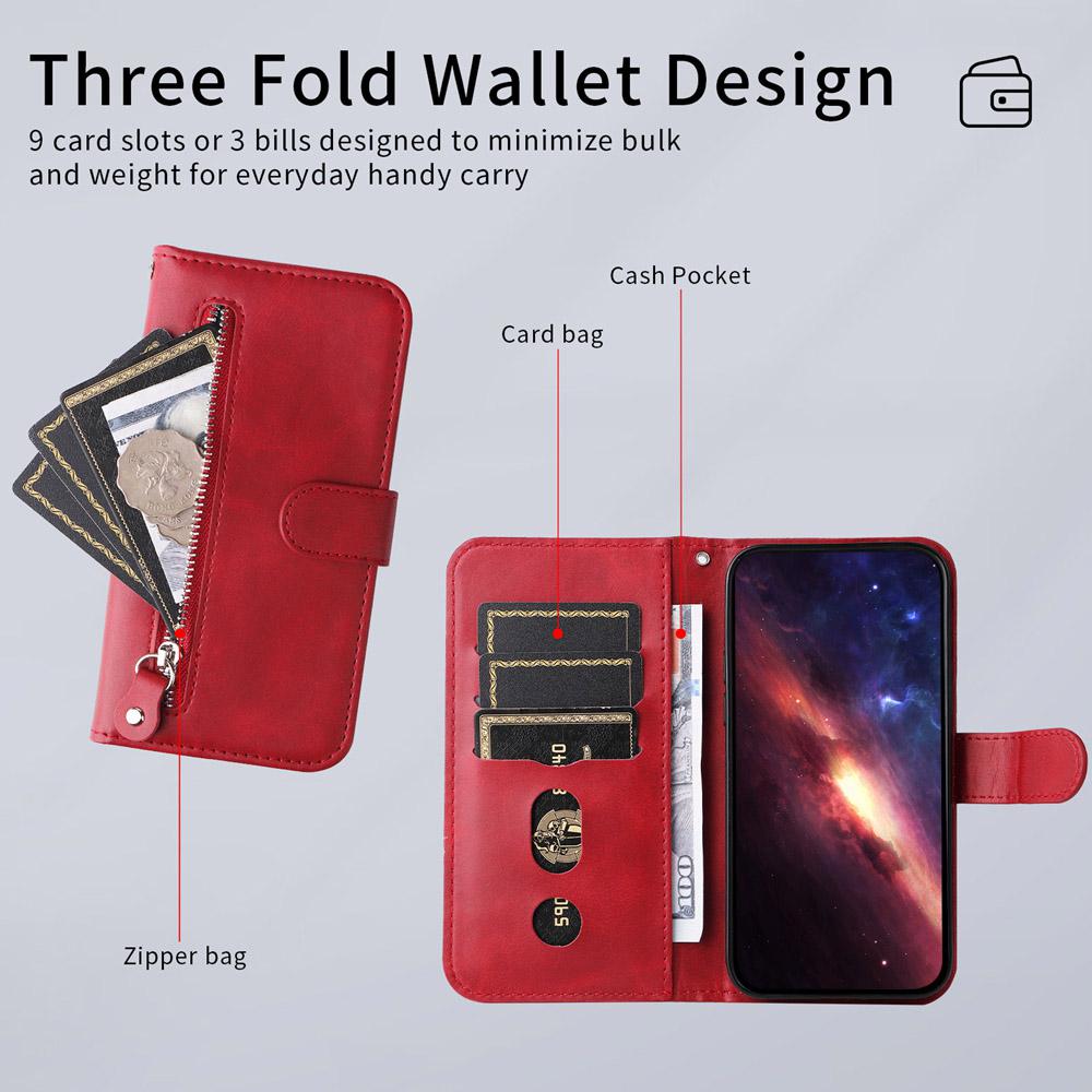 For Honor 600 Smart 5G Fashion Calf Texture Zipper Leather Phone Case(Red)