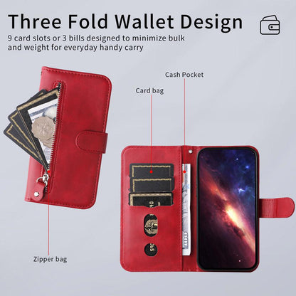 For Honor 600 Smart 5G Fashion Calf Texture Zipper Leather Phone Case(Red)