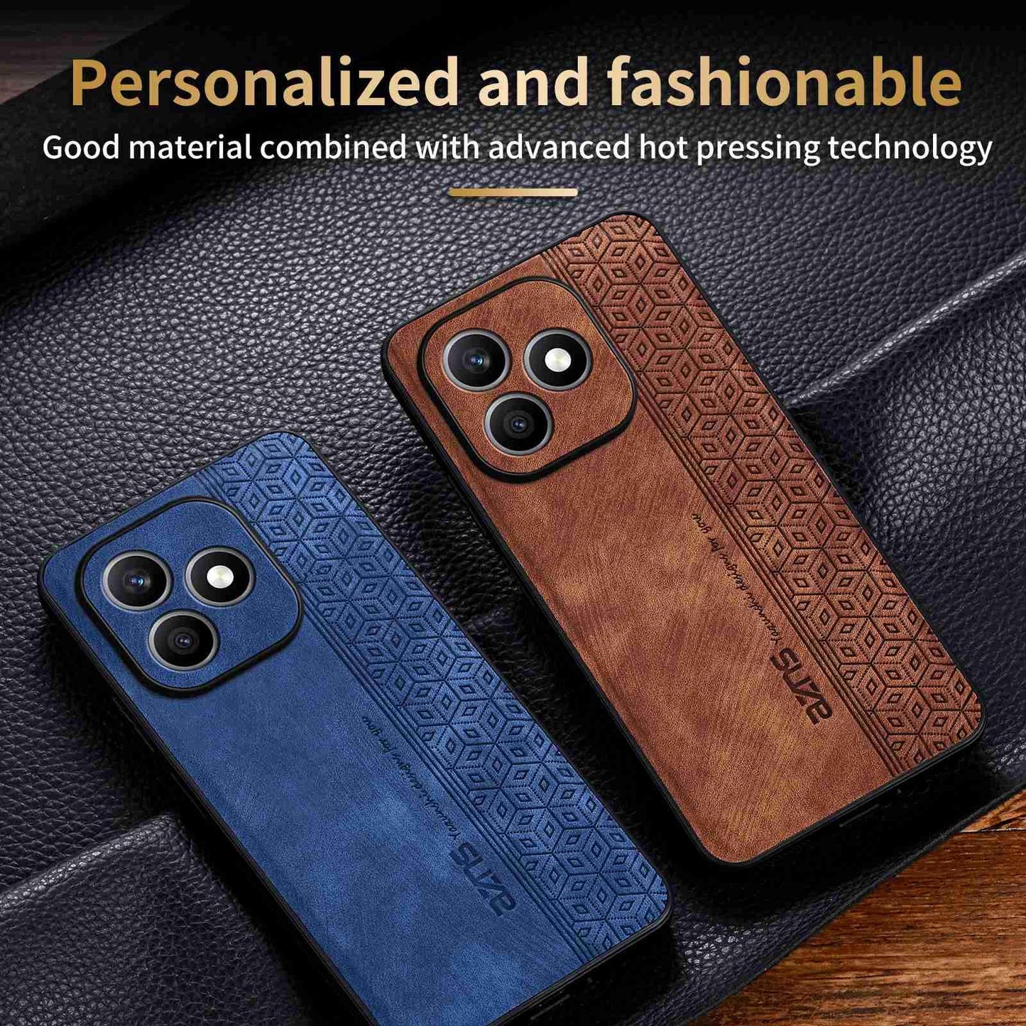 For Honor X8d 4G AZNS 3D Embossed Skin Feel Phone Case(Black)