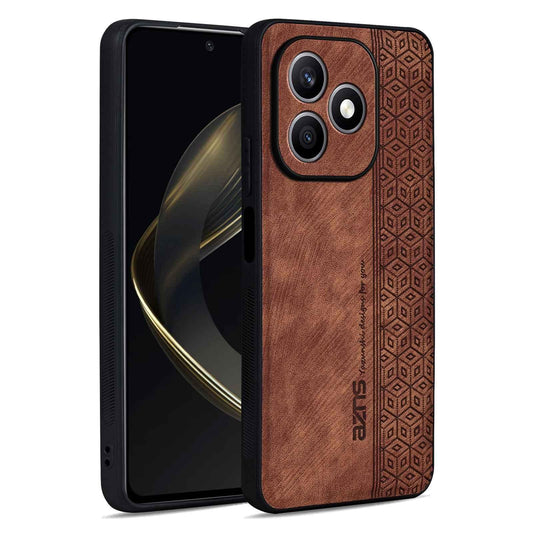 For Honor X8d 4G AZNS 3D Embossed Skin Feel Phone Case(Brown)