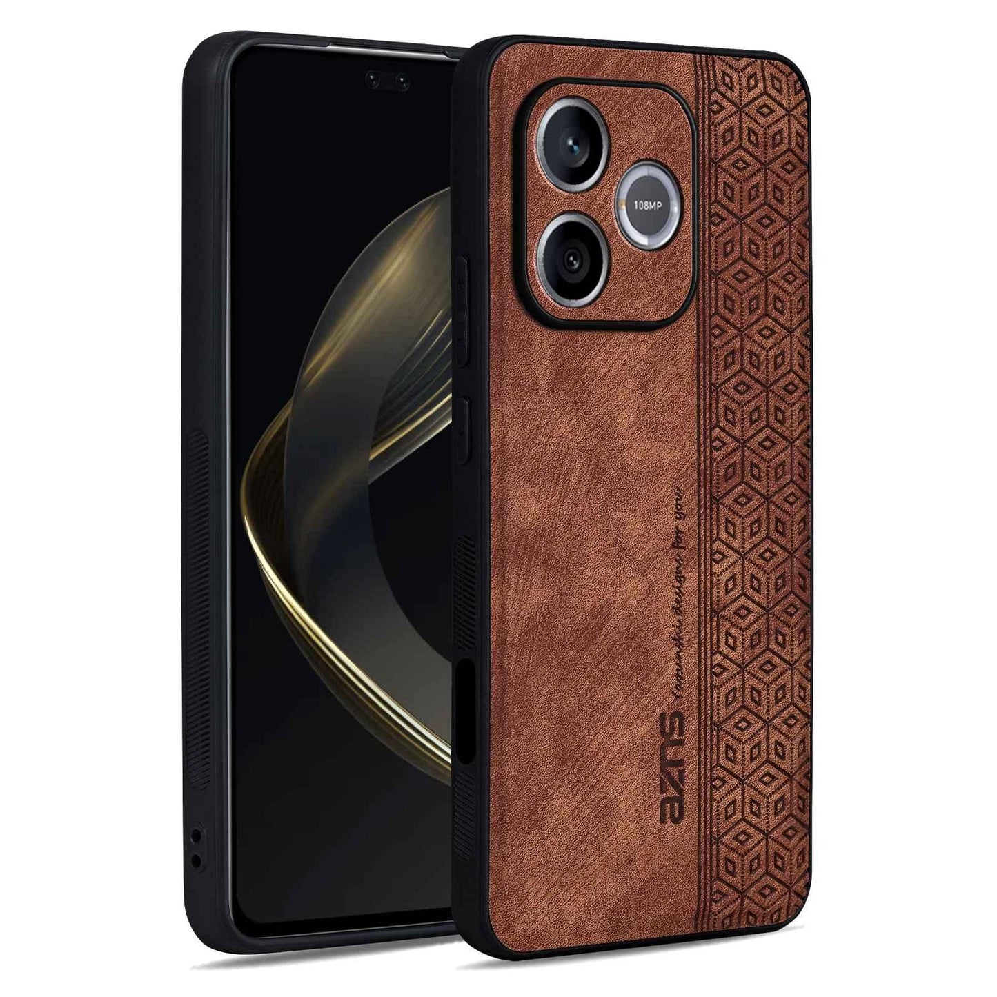 For Honor X80i 5G/600 Lite Global AZNS 3D Embossed Skin Feel Phone Case(Brown)