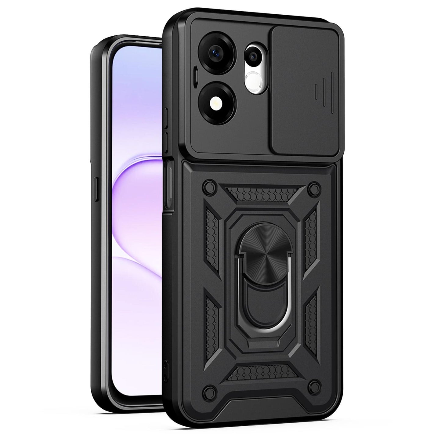 For Honor 600 Smart 5G Sliding Camera Cover Design TPU+PC Phone Case(Black)
