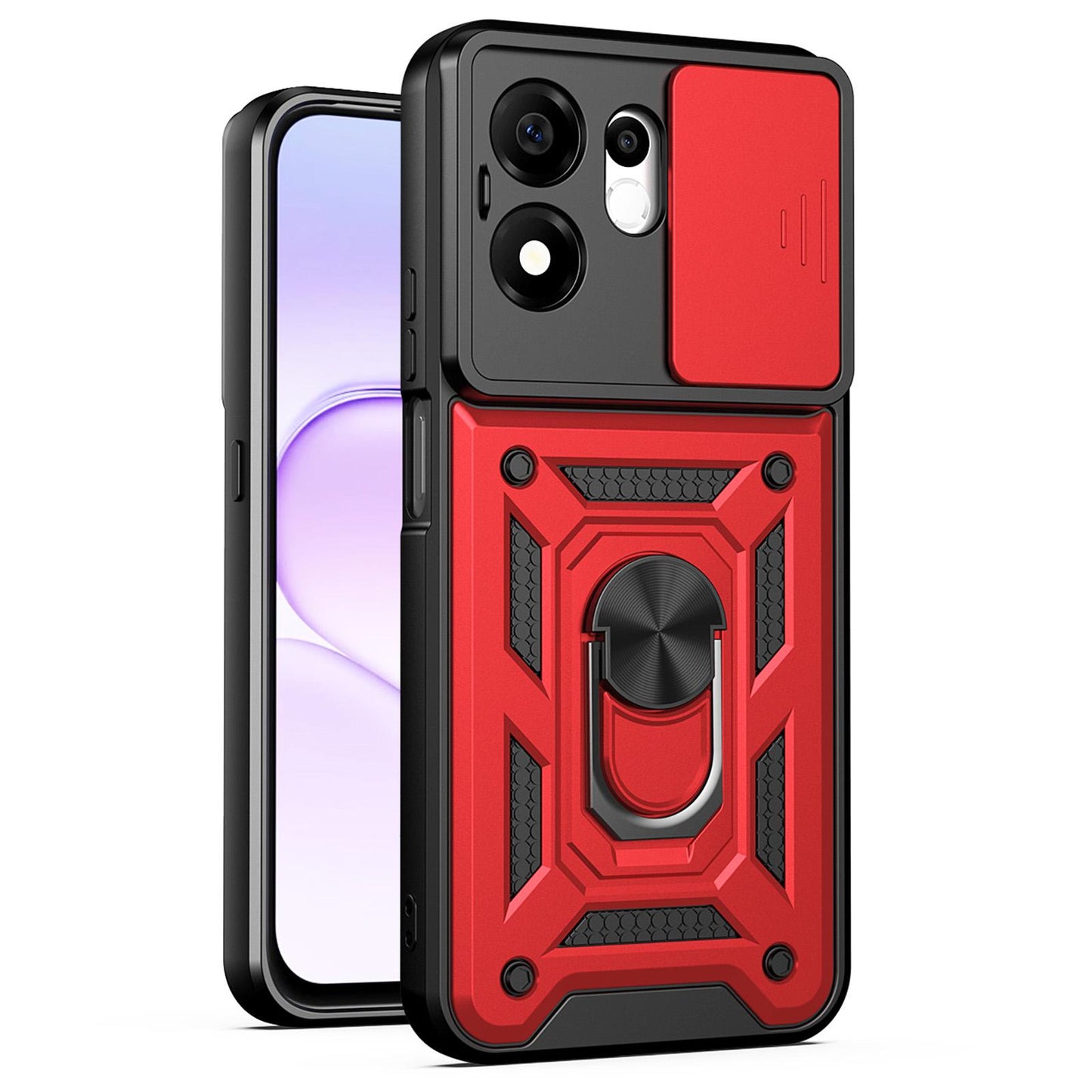 For Honor 600 Smart 5G Sliding Camera Cover Design TPU+PC Phone Case(Red)