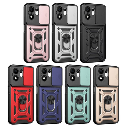 For Honor 600 Smart 5G Sliding Camera Cover Design TPU+PC Phone Case(Red)