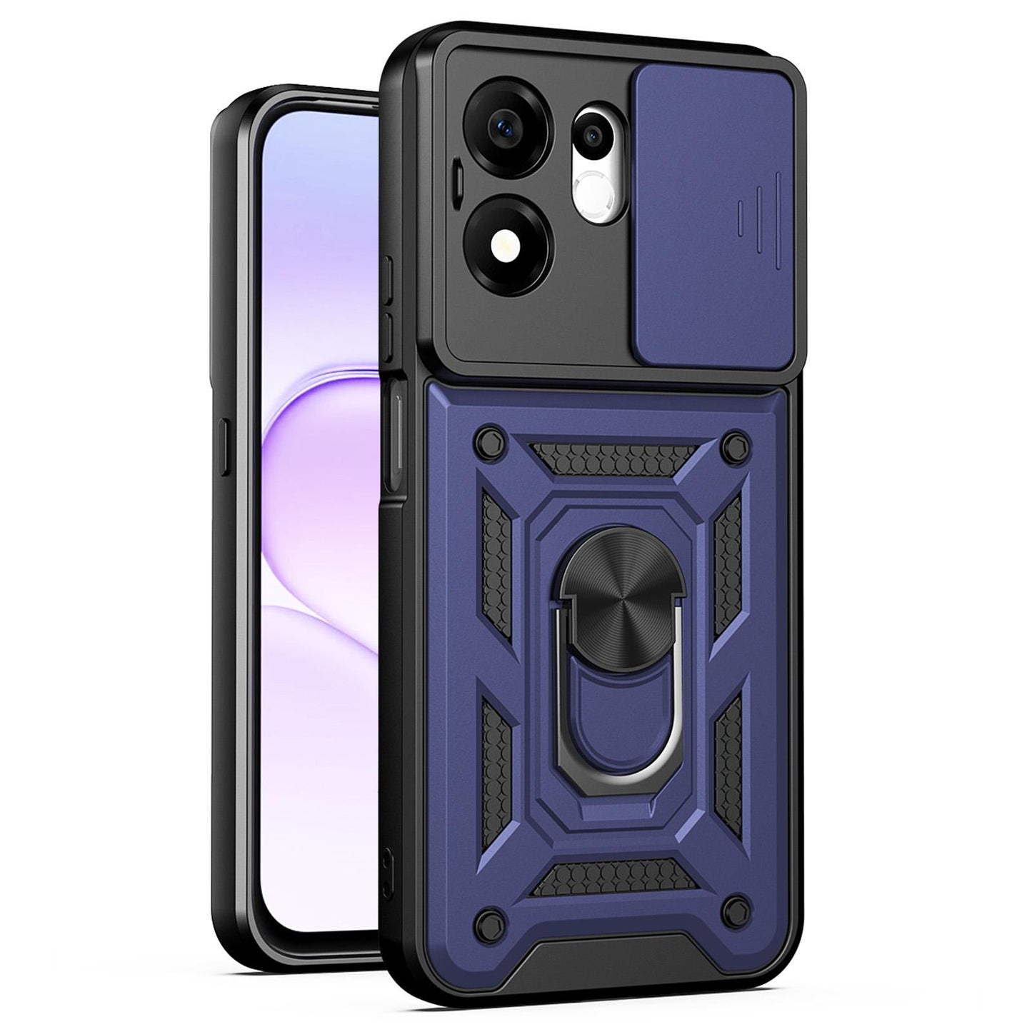 For Honor 600 Smart 5G Sliding Camera Cover Design TPU+PC Phone Case(Blue)