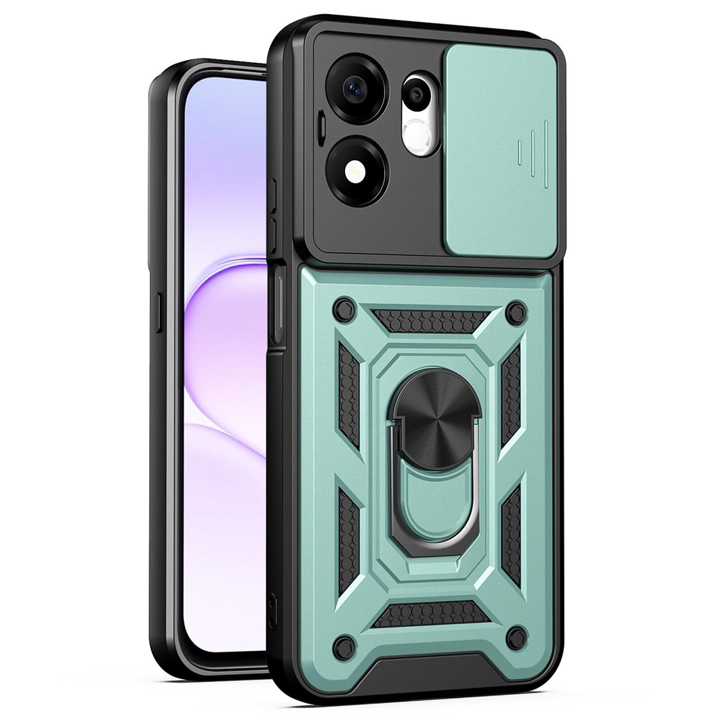 For Honor 600 Smart 5G Sliding Camera Cover Design TPU+PC Phone Case(Green)
