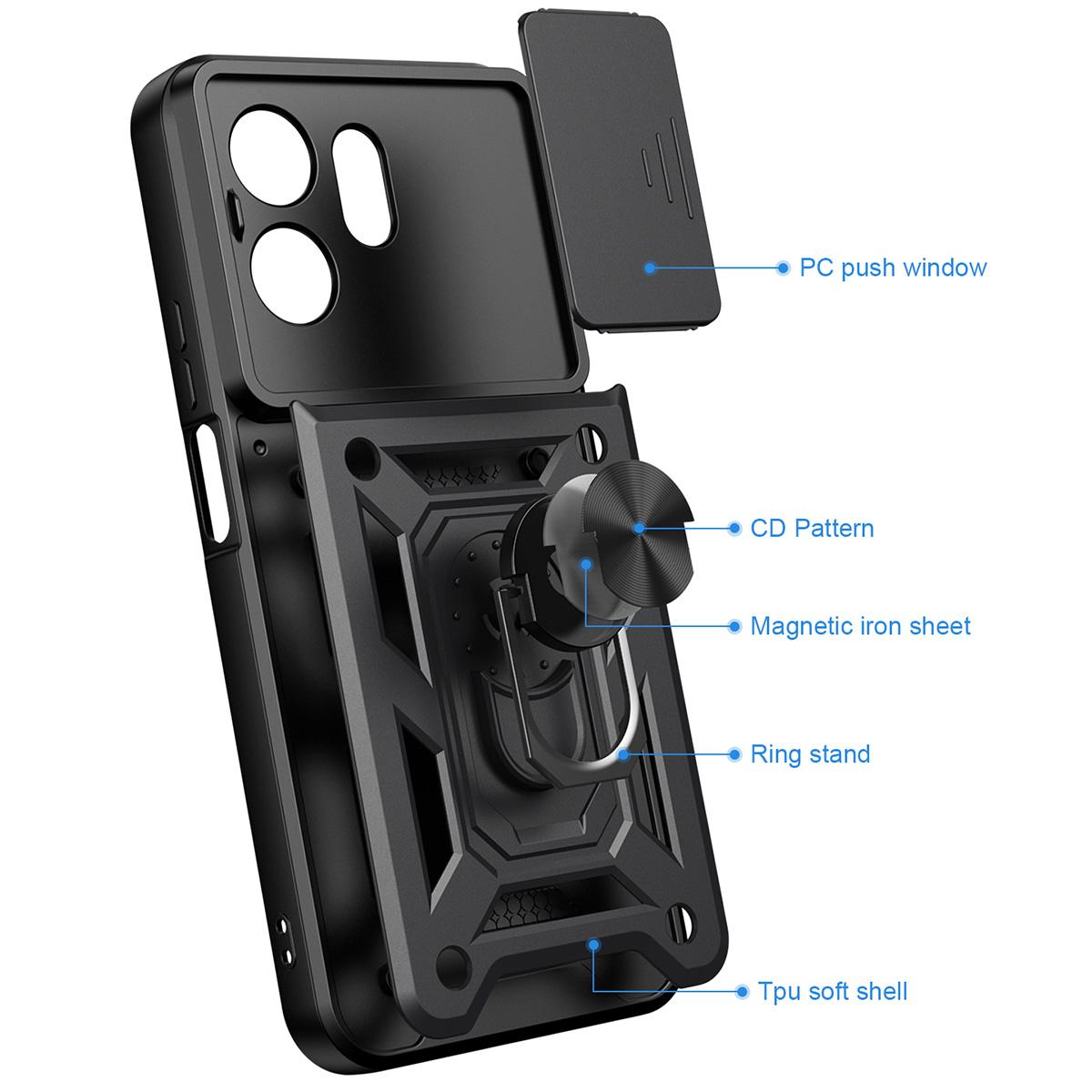 For Honor 600 Smart 5G Sliding Camera Cover Design TPU+PC Phone Case(Green)