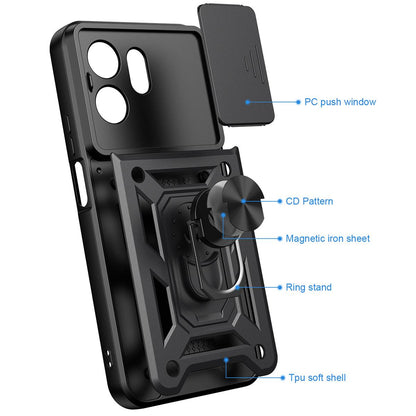 For Honor 600 Smart 5G Sliding Camera Cover Design TPU+PC Phone Case(Green)