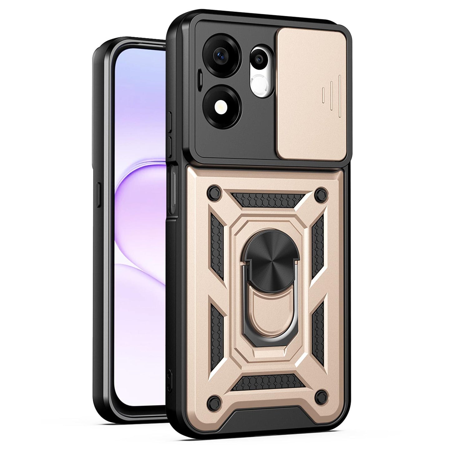 For Honor 600 Smart 5G Sliding Camera Cover Design TPU+PC Phone Case(Gold)