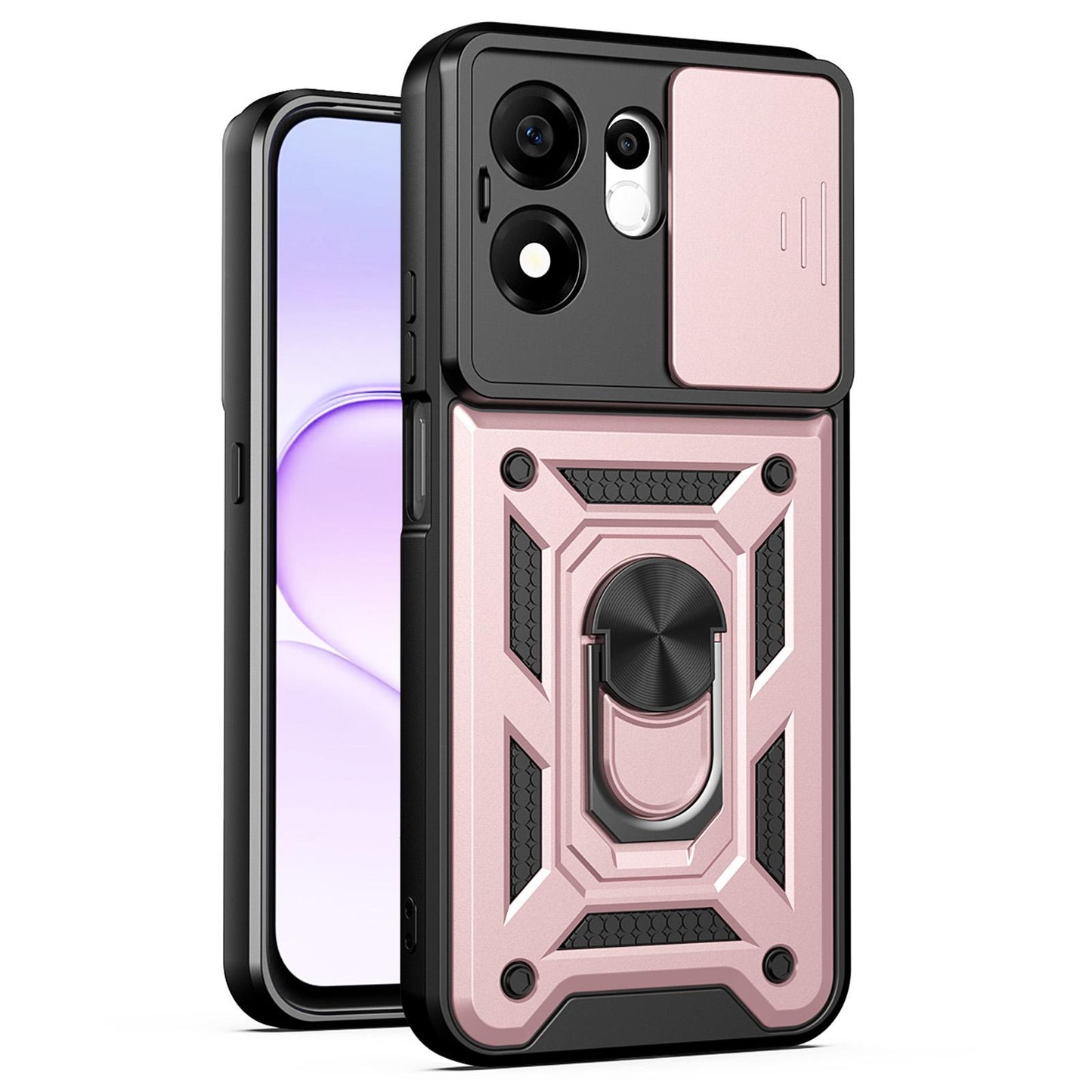 For Honor 600 Smart 5G Sliding Camera Cover Design TPU+PC Phone Case(Rose Gold)