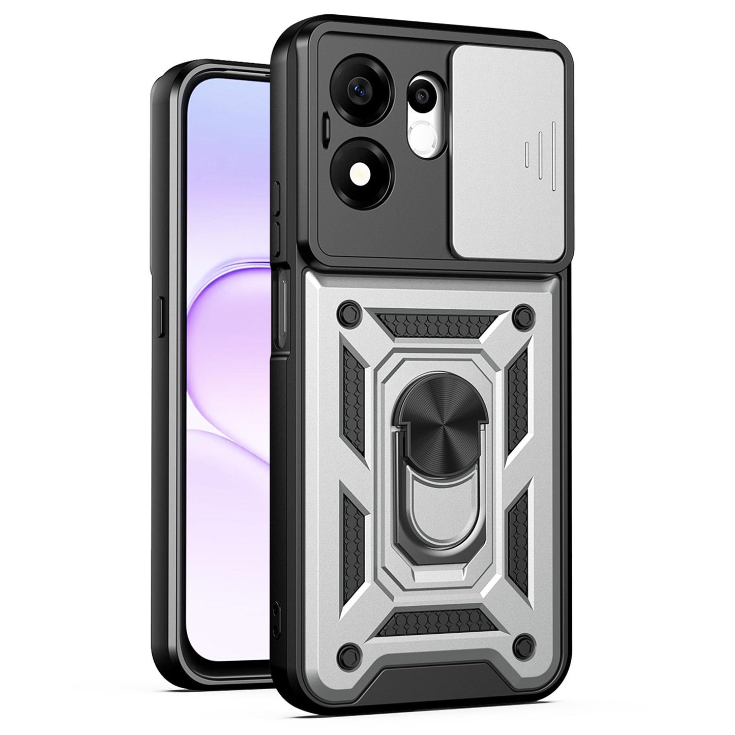 For Honor 600 Smart 5G Sliding Camera Cover Design TPU+PC Phone Case(Silver)