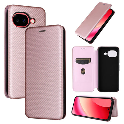 For Google Pixel 11a Carbon Fiber Texture Flip Leather Phone Case - Pink - EDA006033607A