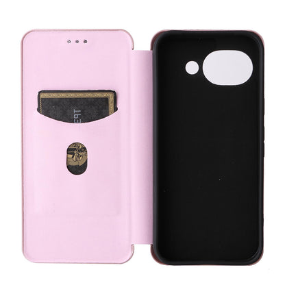 For Google Pixel 11a Carbon Fiber Texture Flip Leather Phone Case - Pink - EDA006033607A