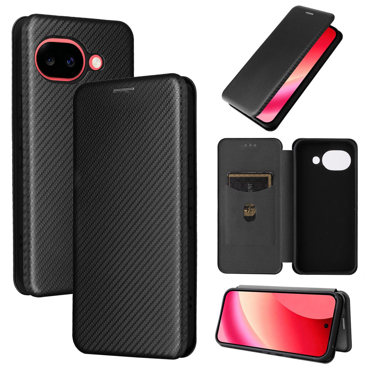 For Google Pixel 11a Carbon Fiber Texture Flip Leather Phone Case - Black - EDA006033607B