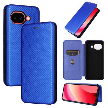 For Google Pixel 11a Carbon Fiber Texture Flip Leather Phone Case - Blue - EDA006033607C
