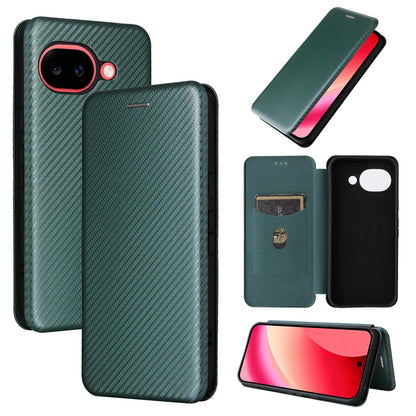 For Google Pixel 11a Carbon Fiber Texture Flip Leather Phone Case - Green - EDA006033607D