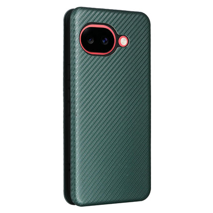 For Google Pixel 11a Carbon Fiber Texture Flip Leather Phone Case - Green - EDA006033607D