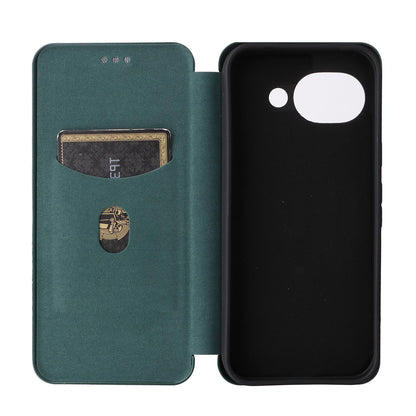 For Google Pixel 11a Carbon Fiber Texture Flip Leather Phone Case - Green - EDA006033607D