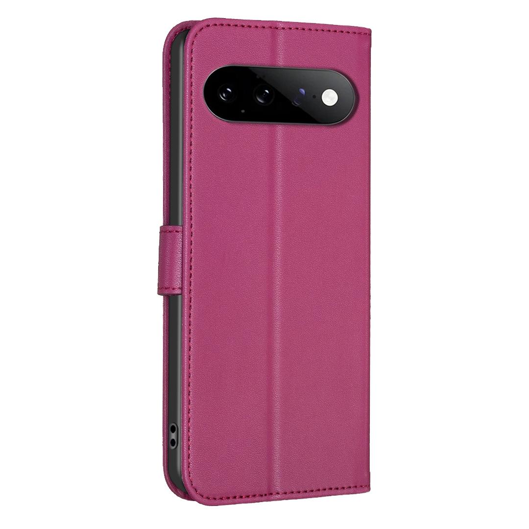 For Google Pixel 11 / 11 Pro Four-leaf Embossed Leather Phone Case - Rose Red - EDA006040607A