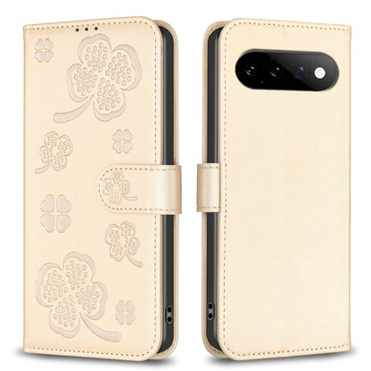 For Google Pixel 11 / 11 Pro Four-leaf Embossed Leather Phone Case - Gold - EDA006040607E