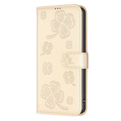 For Google Pixel 11 / 11 Pro Four-leaf Embossed Leather Phone Case - Gold - EDA006040607E