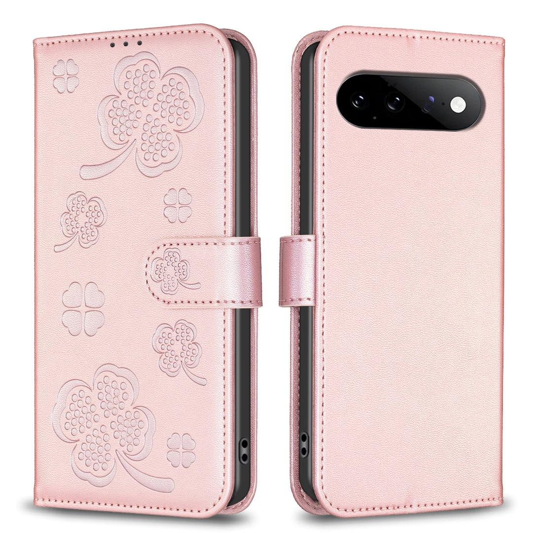 For Google Pixel 11 / 11 Pro Four-leaf Embossed Leather Phone Case - Pink - EDA006040607F