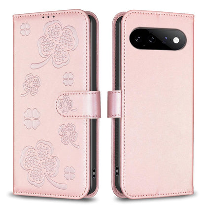 For Google Pixel 11 / 11 Pro Four-leaf Embossed Leather Phone Case - Pink - EDA006040607F