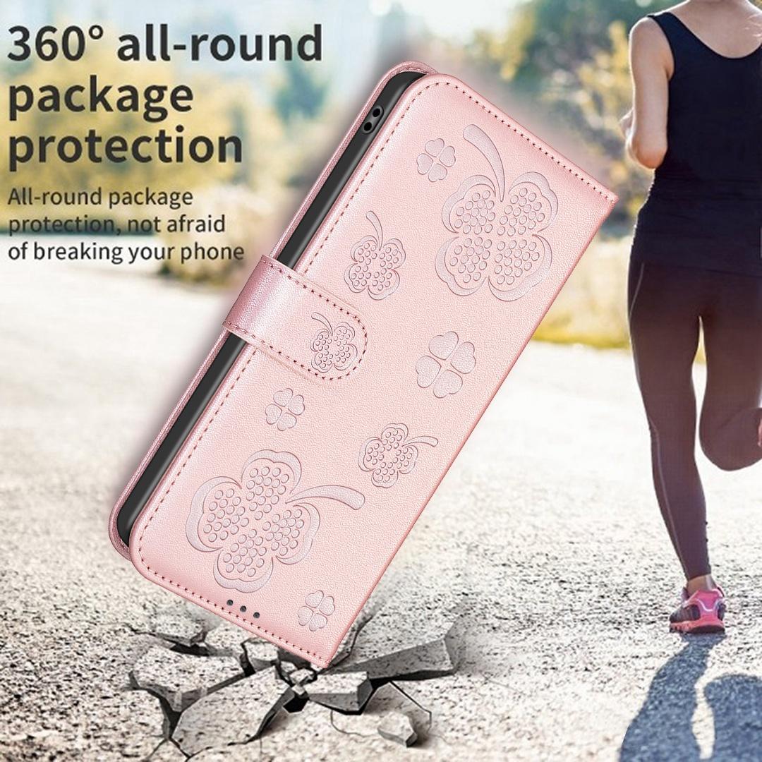 For Google Pixel 11 / 11 Pro Four-leaf Embossed Leather Phone Case - Pink - EDA006040607F