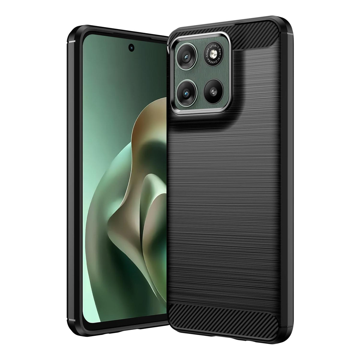 For Motorola Moto G37 5G Carbon Fiber Brushed Texture TPU Phone Case - Black - EDA006069651A