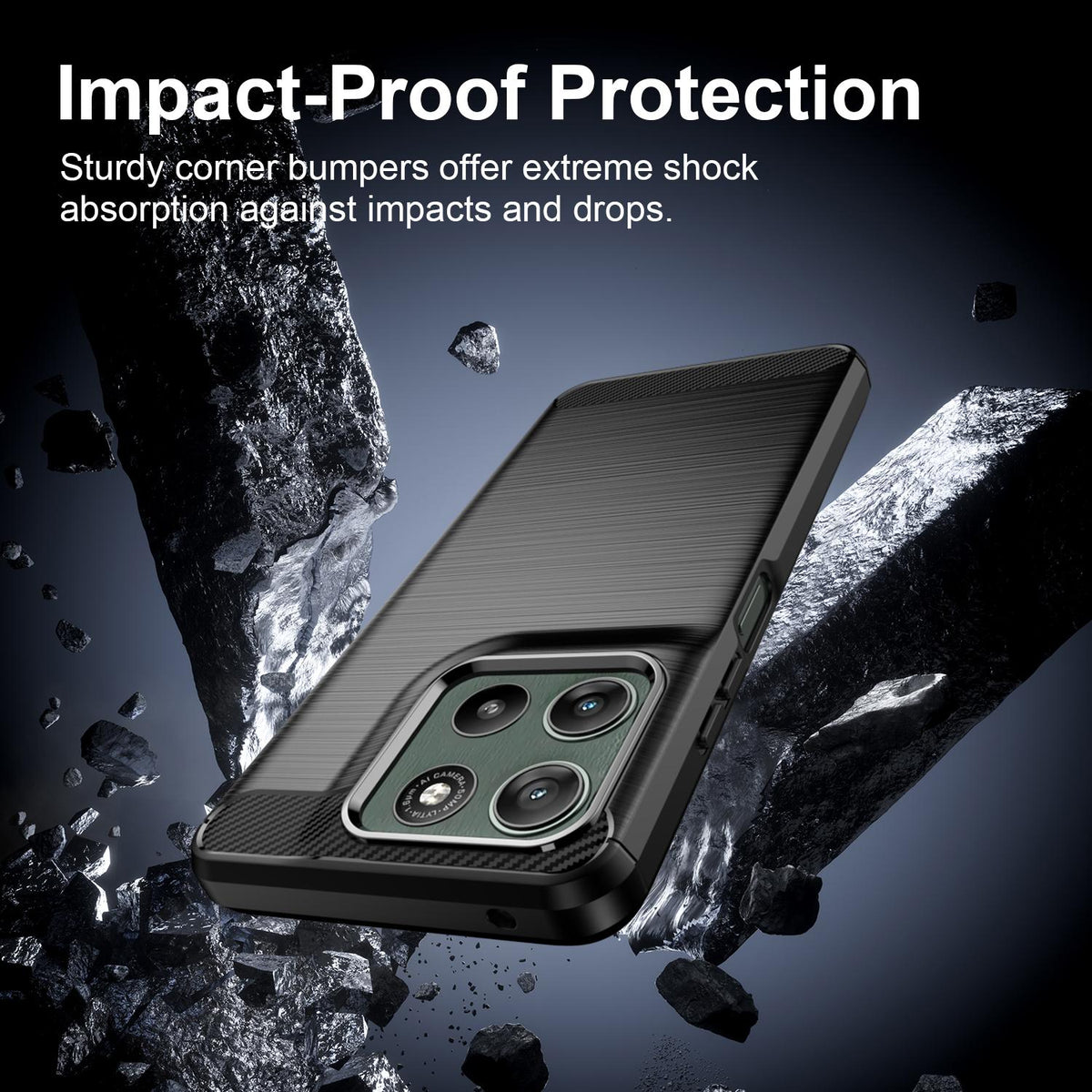 For Motorola Moto G37 5G Carbon Fiber Brushed Texture TPU Phone Case - Black - EDA006069651A