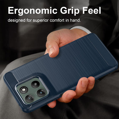 For Motorola Moto G37 5G Carbon Fiber Brushed Texture TPU Phone Case - Blue - EDA006069651B