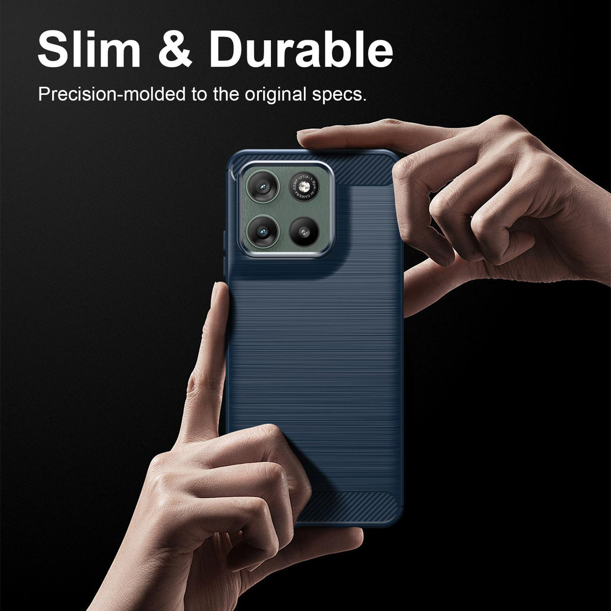 For Motorola Moto G37 5G Carbon Fiber Brushed Texture TPU Phone Case - Blue - EDA006069651B