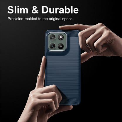 For Motorola Moto G37 5G Carbon Fiber Brushed Texture TPU Phone Case - Blue - EDA006069651B