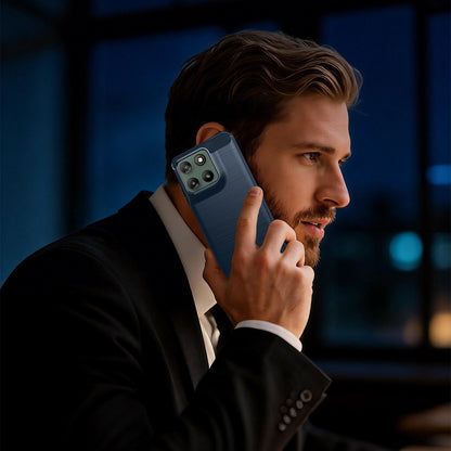 For Motorola Moto G37 5G Carbon Fiber Brushed Texture TPU Phone Case - Blue - EDA006069651B