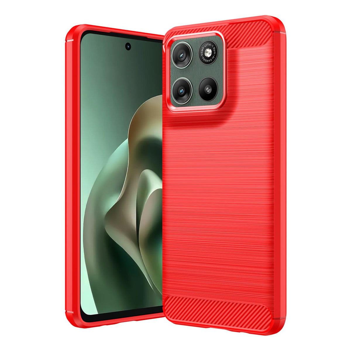 For Motorola Moto G37 5G Carbon Fiber Brushed Texture TPU Phone Case - Red - EDA006069651C