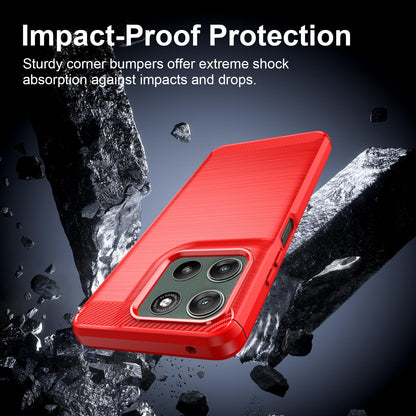 For Motorola Moto G37 5G Carbon Fiber Brushed Texture TPU Phone Case - Red - EDA006069651C