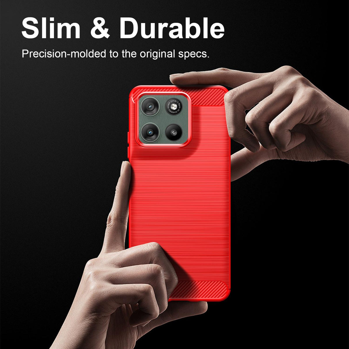 For Motorola Moto G37 5G Carbon Fiber Brushed Texture TPU Phone Case - Red - EDA006069651C