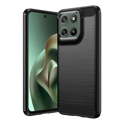 For Motorola Moto G47 5G Carbon Fiber Brushed Texture TPU Phone Case - Black - EDA006069653A