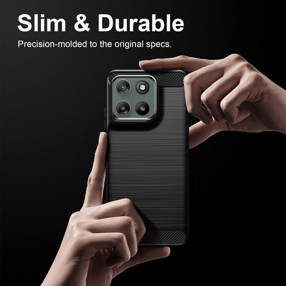 For Motorola Moto G47 5G Carbon Fiber Brushed Texture TPU Phone Case - Black - EDA006069653A